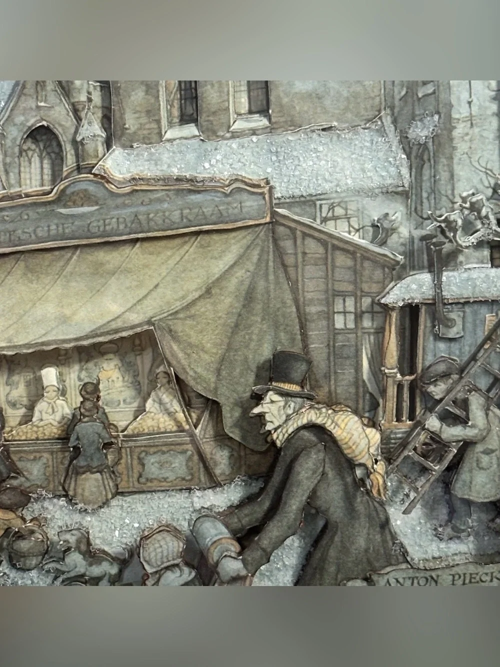 VTG Anton Pieck Die Cut 3D Shadow Box Victorian~Apotheek~Matted Paper Tole
